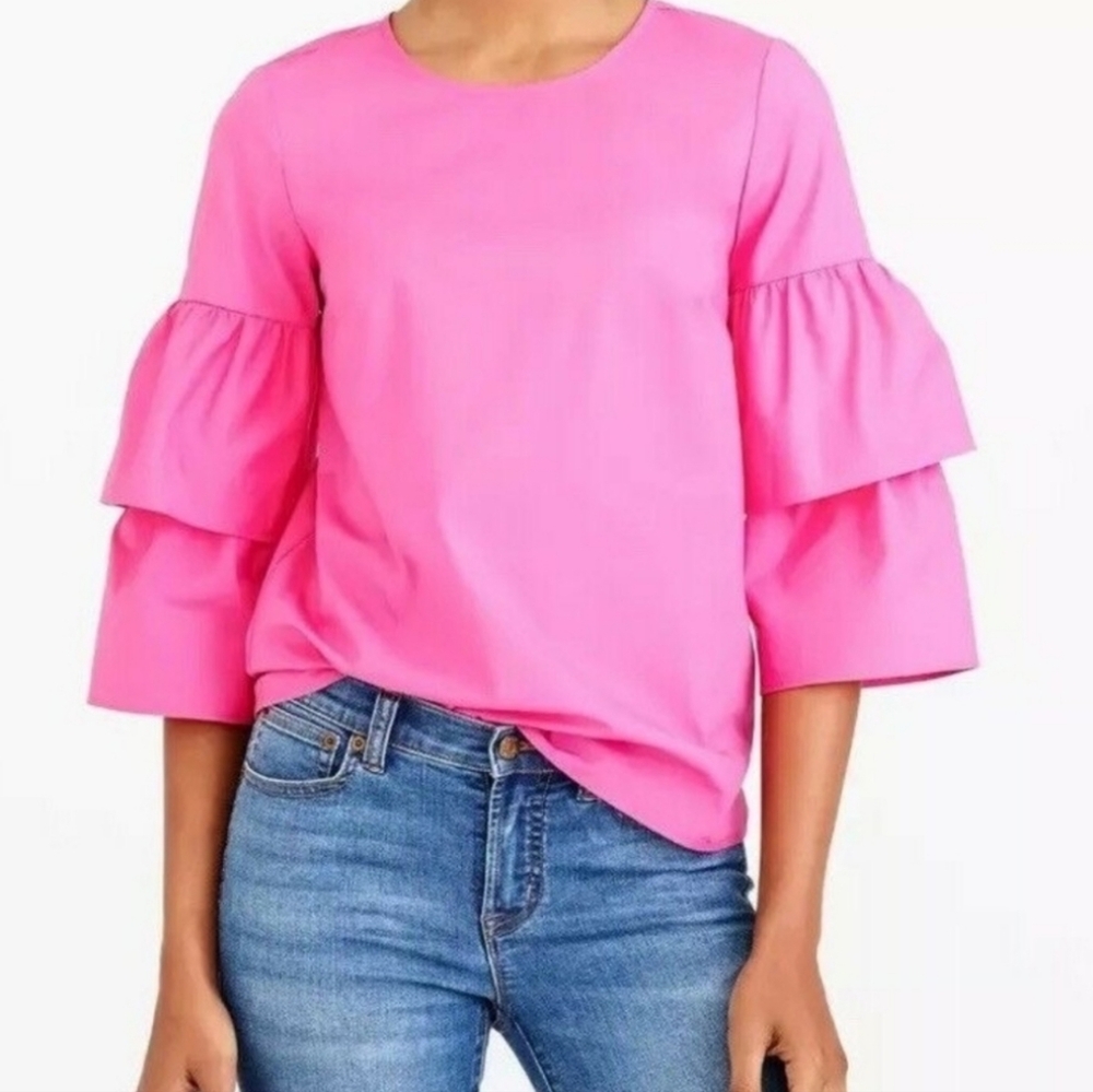 J Crew Merrcantile Tiered Sleeve Top